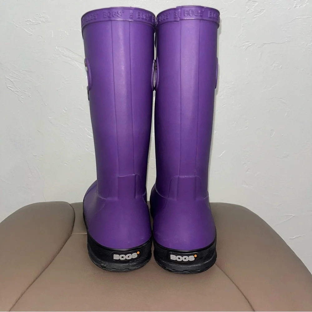 Bogs Rain Boots Purple Plush Faux Fur Lined Youth Size 6